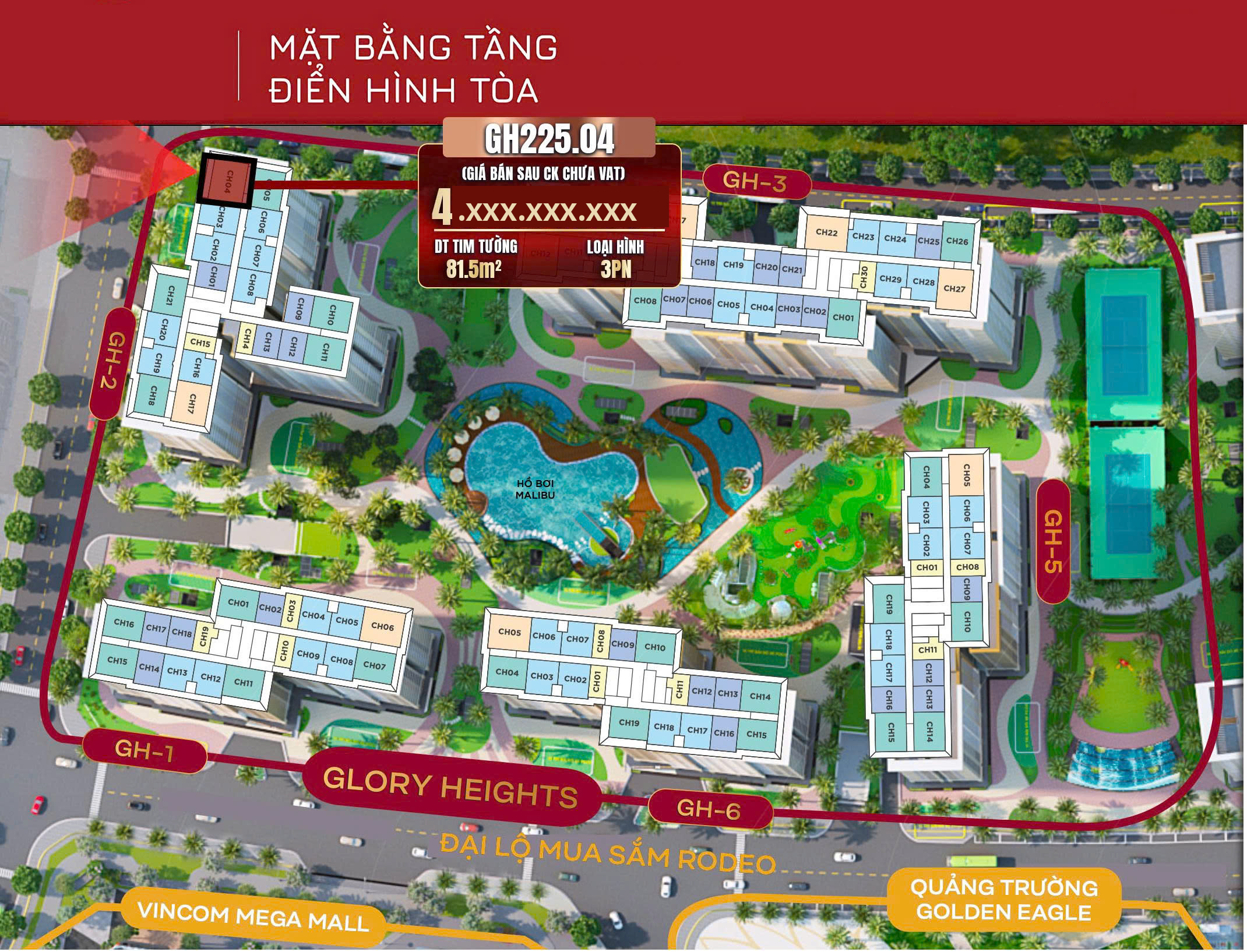 Căn hộ tòa GH2 phân khu Glory Heights từ chủ đầu tư_GH225.04